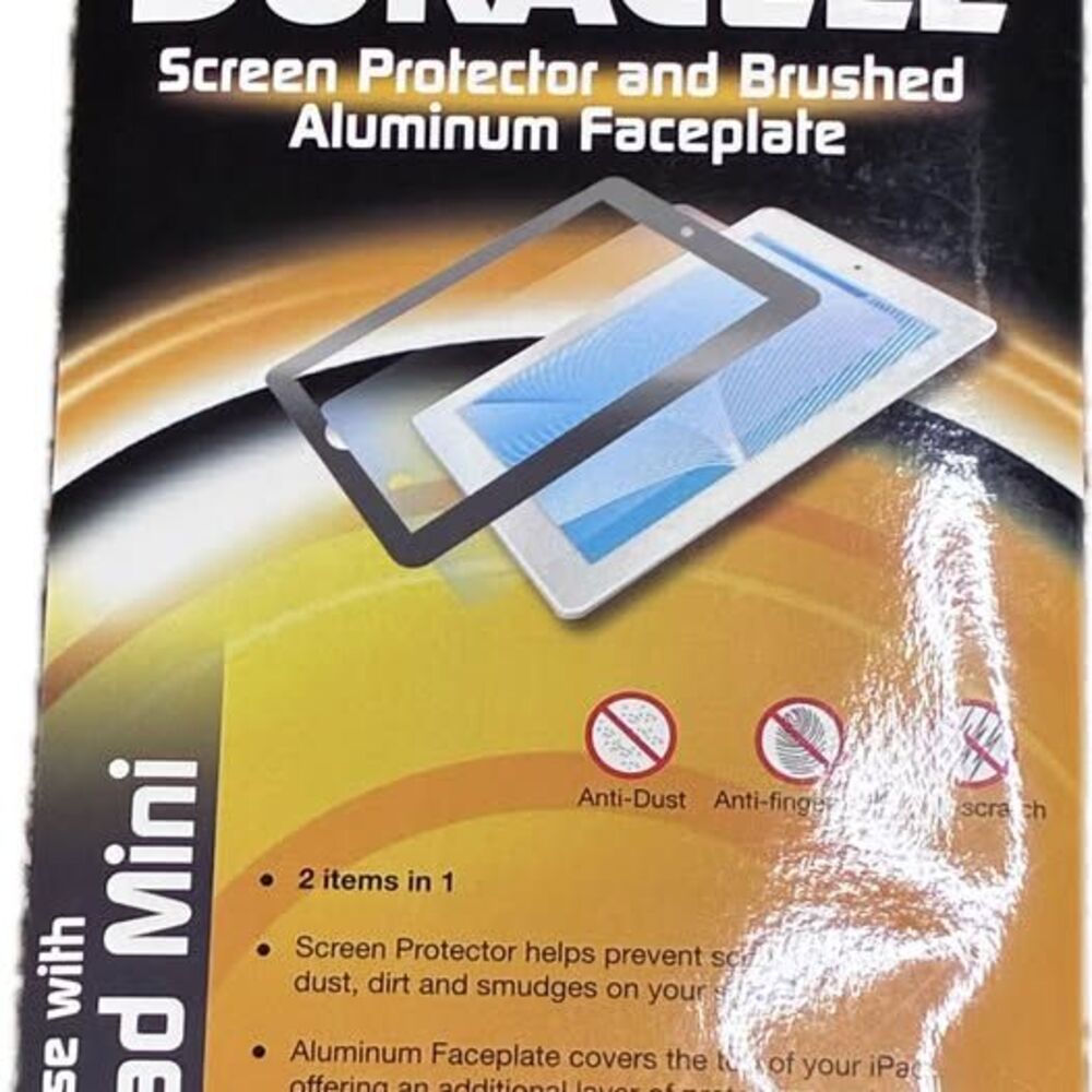 Duracell Screen Protector and Brushed Aluminum Faceplate for iPad Mini